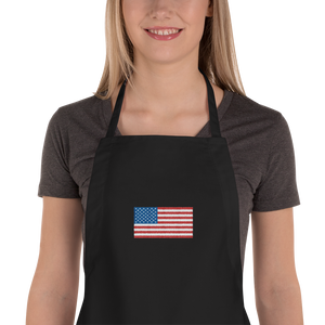 Black United States Flag "Solo" Embroidered Apron by Design Express