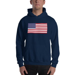 Navy / S United States Flag "Solo" Hooded Sweatshirt by Design Express
