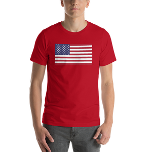 Red / S United States Flag "Solo" Short-Sleeve Unisex T-Shirt by Design Express