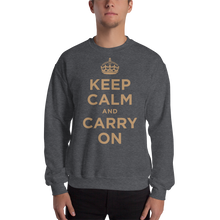 Dark Heather / S Keep Calm and Carry On "Gold" Unisex Sweatshirt by Design Express