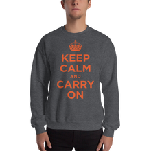 Dark Heather / S Keep Calm and Carry On "Orange" Unisex Sweatshirt by Design Express