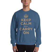 Indigo Blue / S Keep Calm and Carry On "Gold" Unisex Sweatshirt by Design Express