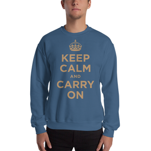 Indigo Blue / S Keep Calm and Carry On "Gold" Unisex Sweatshirt by Design Express