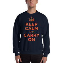 Navy / S Keep Calm and Carry On "Orange" Unisex Sweatshirt by Design Express