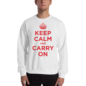 White / S Keep Calm and Carry On "Red" Unisex Sweatshirt by Design Express