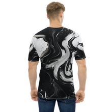Black and White Fluid All-Over Print Men's Crew Neck T-Shirt