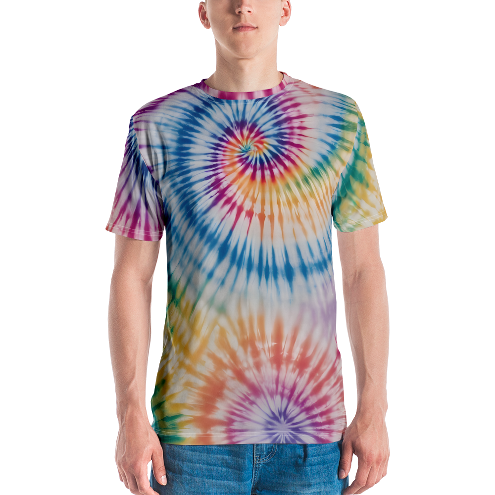Tie Dye Colorful All-Over Print Men's Crew Neck T-Shirt