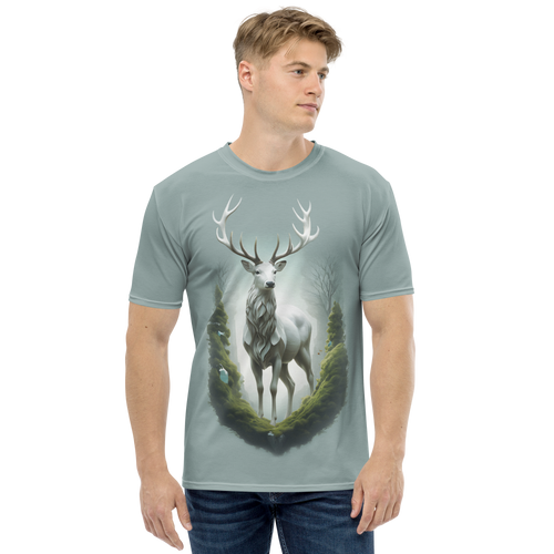 Green White Deer All-Over Print Men's T-Shirt