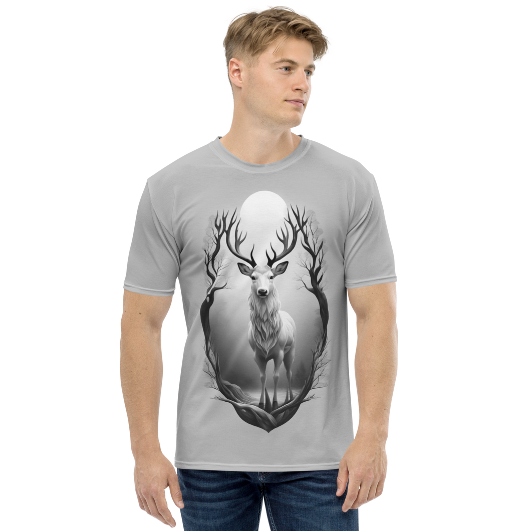 The Grayscale Deer All-Over Print Men's T-Shirt