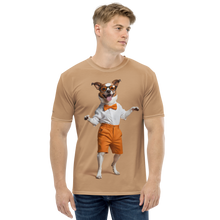 Happy Dancing Dog Beige All-Over Print Men's T-Shirt