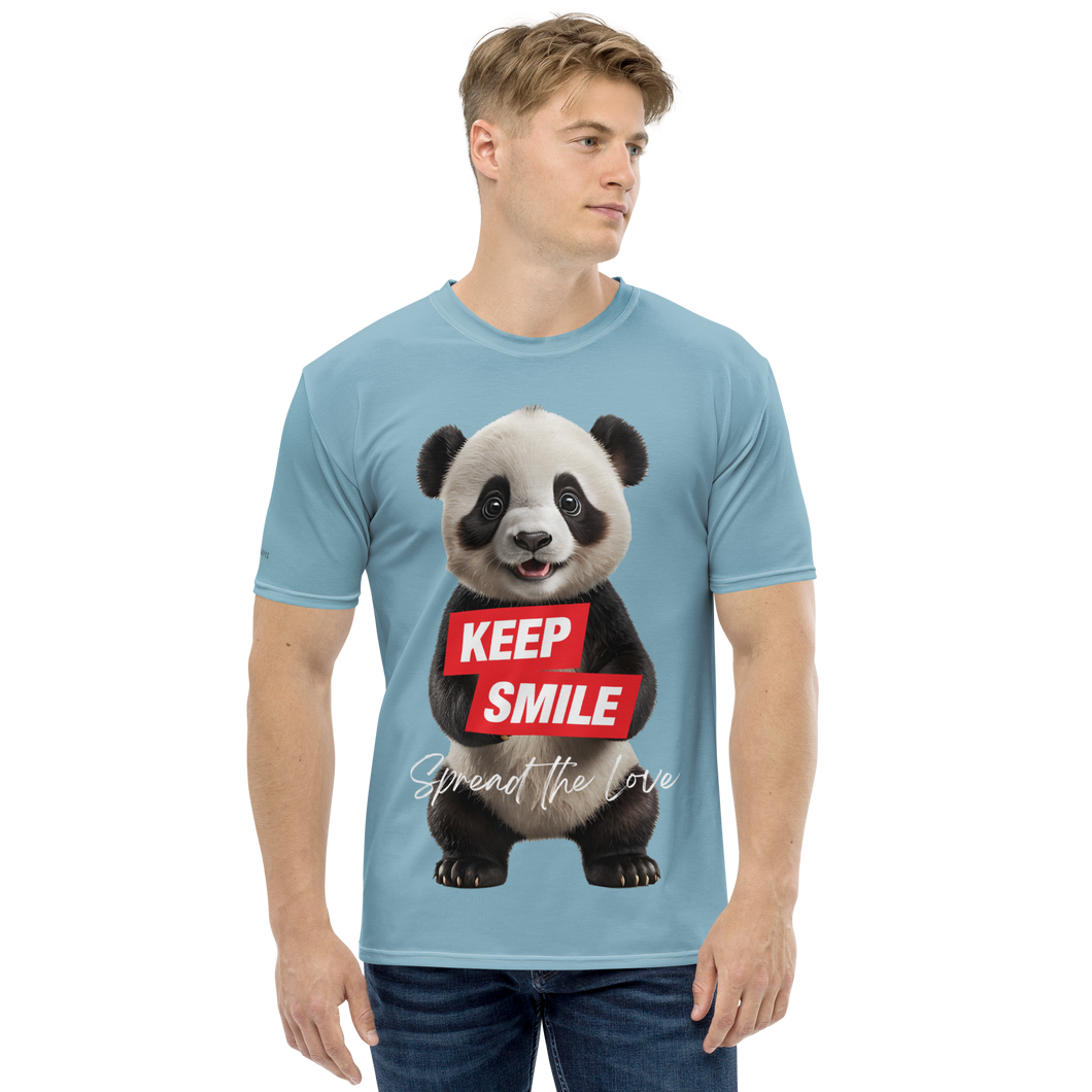 Keep Smile Blue Panda All-Over Print Men's T-Shirt