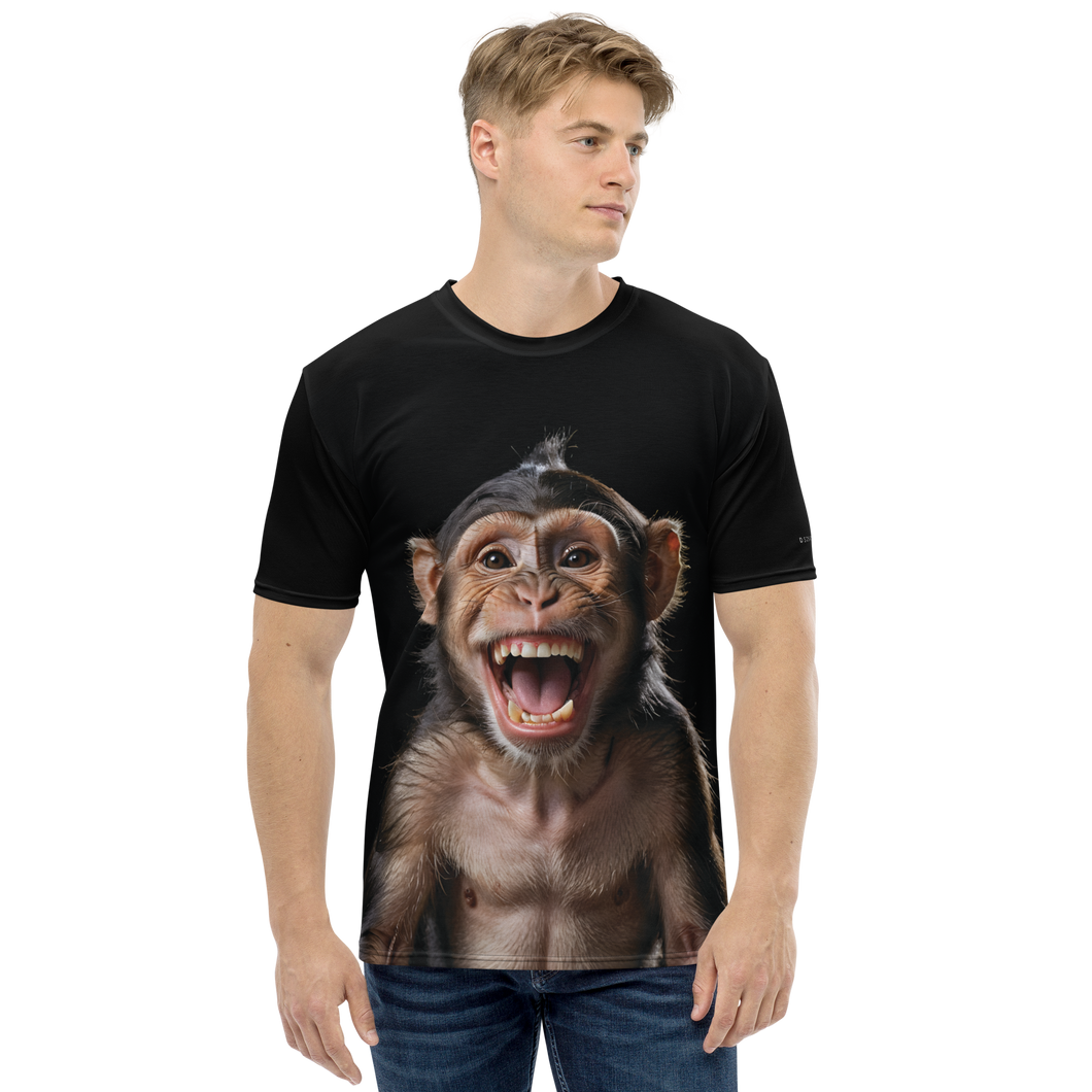 Happy Monkey Black All-Over Print Men's T-Shirt