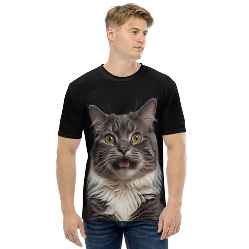 Shocked Cat Face All-Over Print Men's T-Shirt