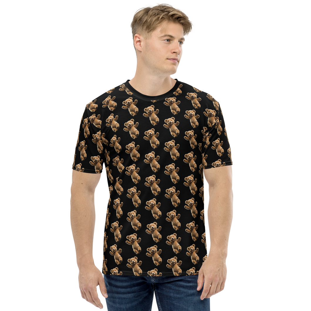 Happy Teddy Bear Pattern All-Over Print Men's T-Shirt