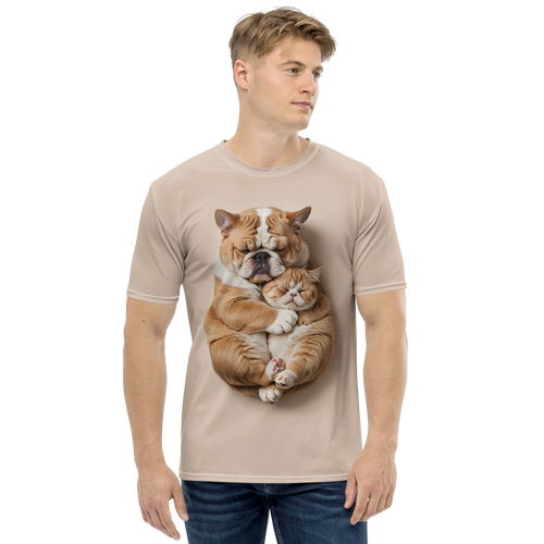 Cute Baby Cat and Dog Sleep All-Over Print Men's T-Shirt