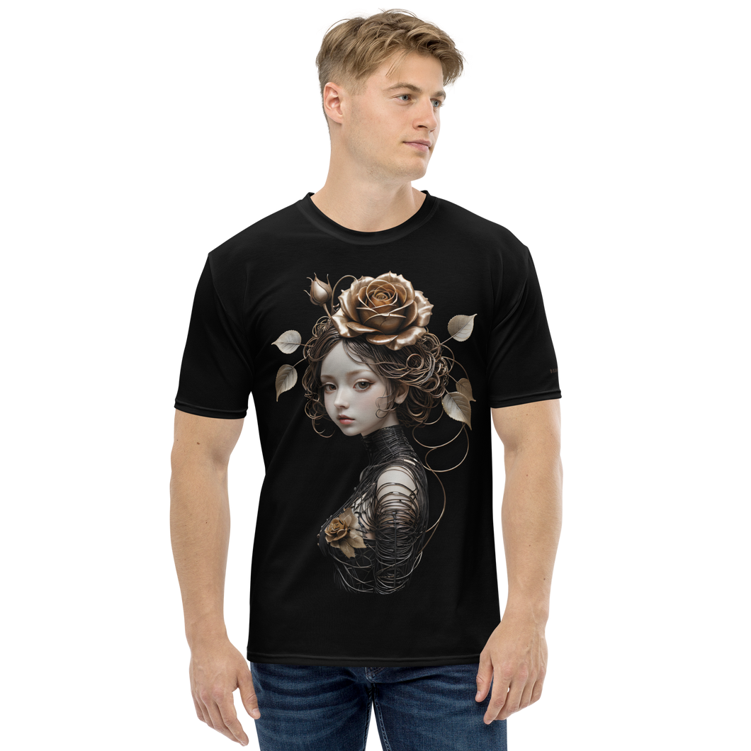 Lady Rose Copper Wire Art All-Over Print Men's T-Shirt