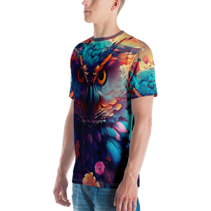 Colorful Owl Art All-Over Print Men's Crew Neck T-Shirt