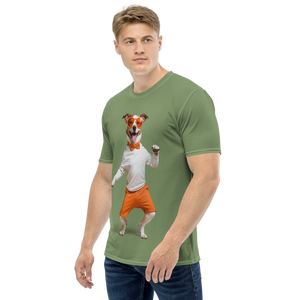 Funny Dancing Dog Green All-Over Print Men's T-Shirt