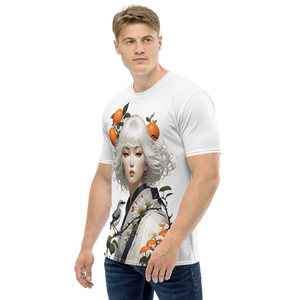 Oriental Lady with Orange and Bird All-Over Print Men's T-Shirt