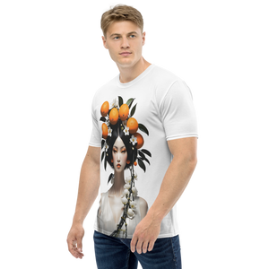 Beauty Lady with Orange Fruits All-Over Print Men's T-Shirt