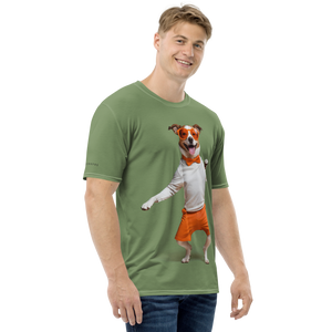 Funny Dancing Dog Green All-Over Print Men's T-Shirt