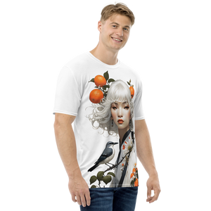 Oriental Lady with Orange and Bird All-Over Print Men's T-Shirt