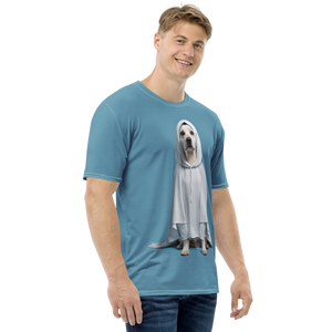 Dog in Ghost Costume All-Over Print Men's T-Shirt