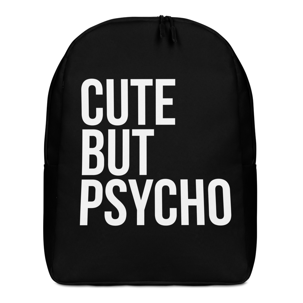 Cute But Psycho Minimalist Black Backpack