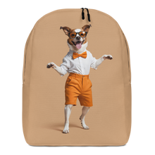 Happy Dancing Dog Beige Minimalist Backpack