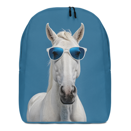 Cool Blue Horse Minimalist Backpack