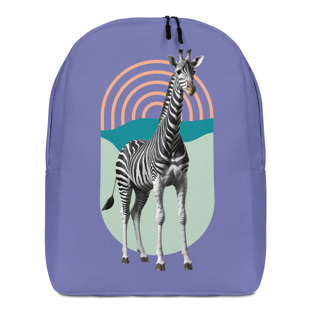 Giraffe Zebra Purple Minimalist Backpack