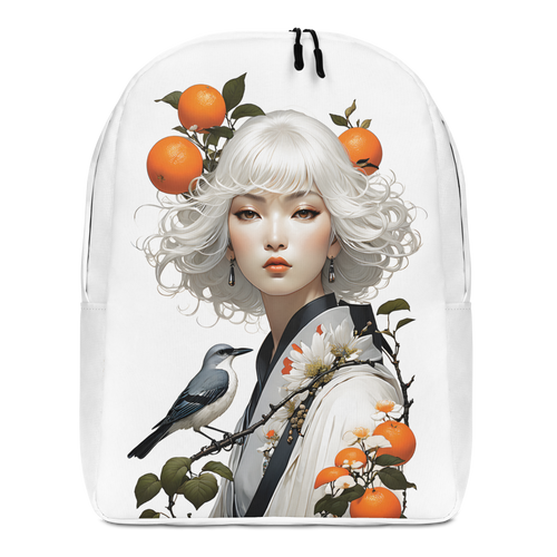 Oriental Lady with Orange and Bird Minimalist Backpack