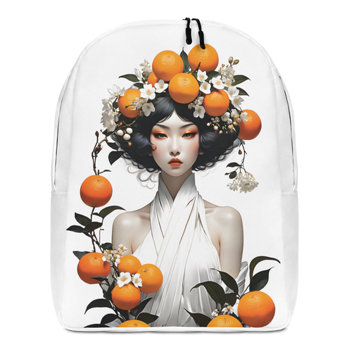 Oriental Lady with Orange Fruits Minimalist Backpack