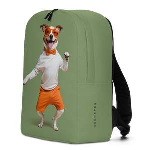 Funny Dancing Dog Green Minimalist Backpack