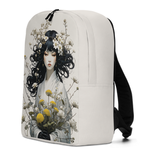 Oriental Lady with Yellow Flowers Minimalist Backpack