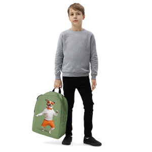 Funny Dancing Dog Green Minimalist Backpack