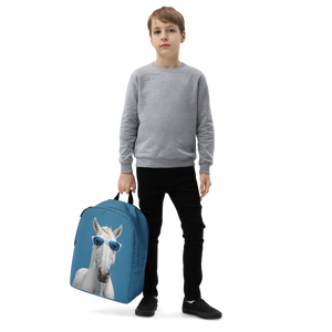 Cool Blue Horse Minimalist Backpack