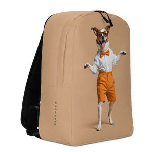 Happy Dancing Dog Beige Minimalist Backpack