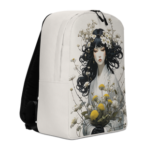 Oriental Lady with Yellow Flowers Minimalist Backpack