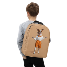 Happy Dancing Dog Beige Minimalist Backpack