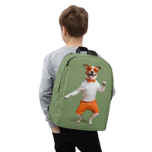 Funny Dancing Dog Green Minimalist Backpack