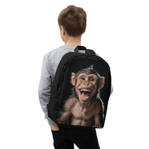 Happy Monkey Black Minimalist Backpack