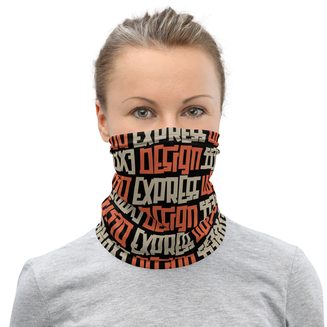 Design Express Typography Pattern Face Mask & Neck Gaiter