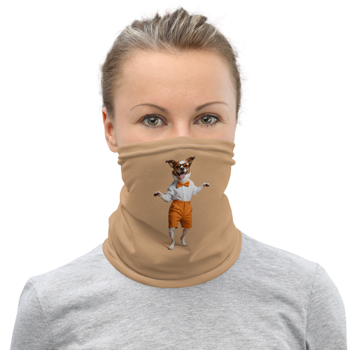 Happy Dancing Dog Beige Mask & Neck Gaiter