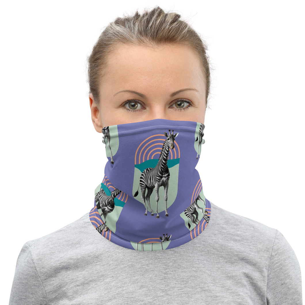 Giraffe Zebra Purple Face Mask & Neck Gaiter