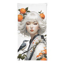 Oriental Lady with Orange and Bird Face Mask & Neck Gaiter