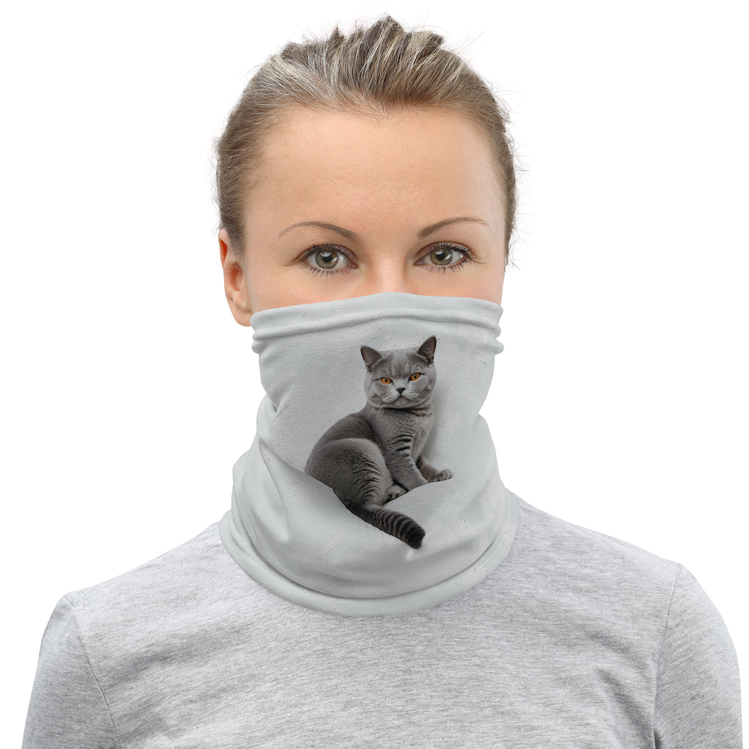 Relaxing British Shorthair Cat Face Mask & Neck Gaiter