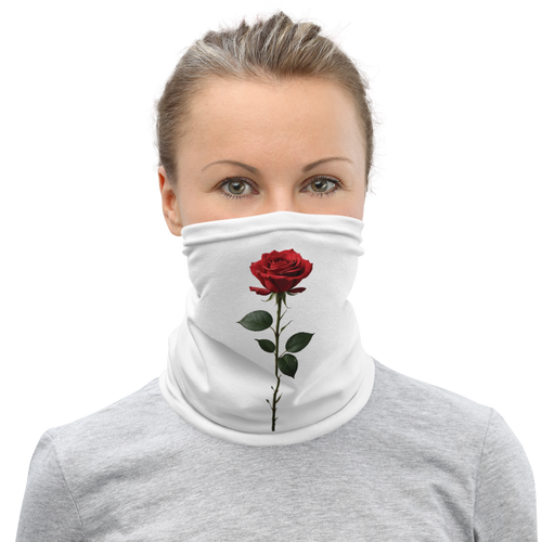 Red Rose on White Mask & Neck Gaiter