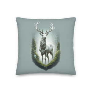 Green White Deer Premium Pillow