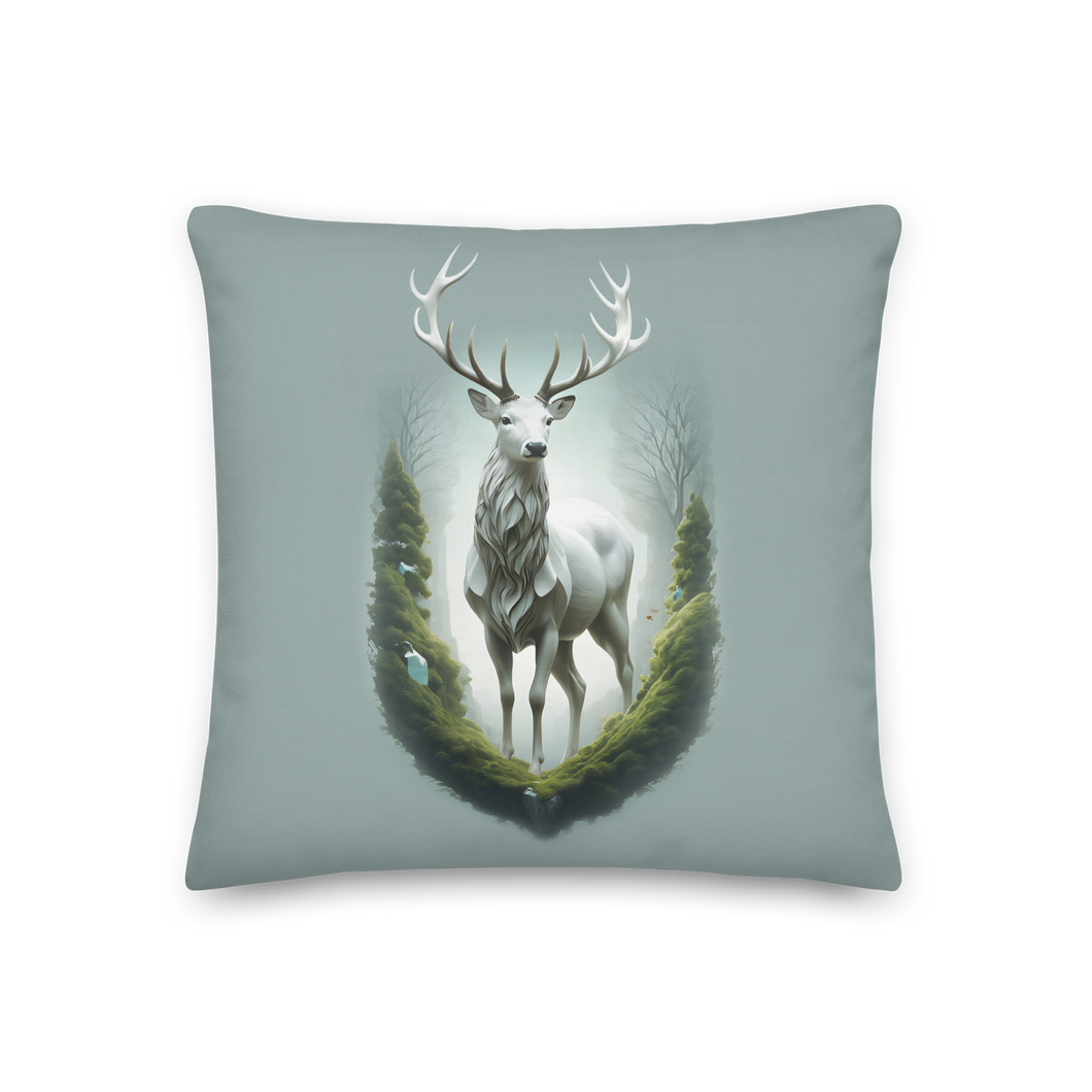 Green White Deer Premium Pillow